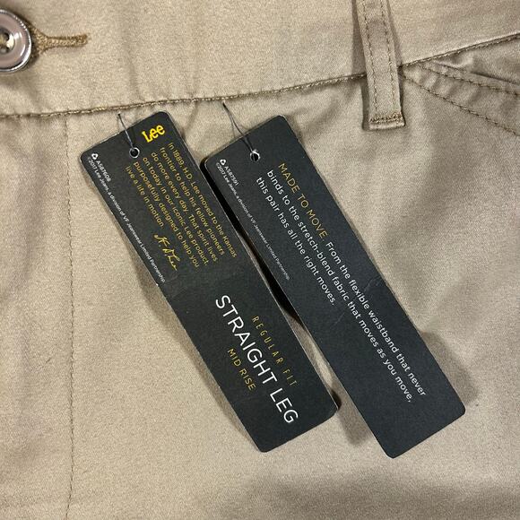 NWT Lee Reg Straight Mid Rise Khakis Women's 18W Med Tan Flex Motion Plus Pants - Picture 6 of 11